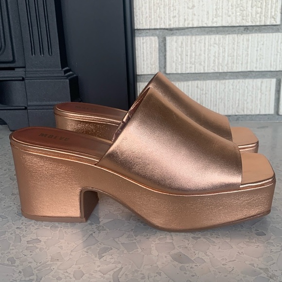 Anthropologie Maeve Metallic Platform Sandal